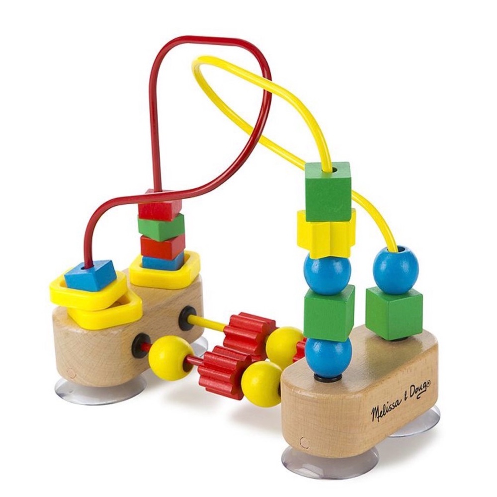 Melissa & Doug First Bead Maze Wooden Educational Toy with suction cups EUC